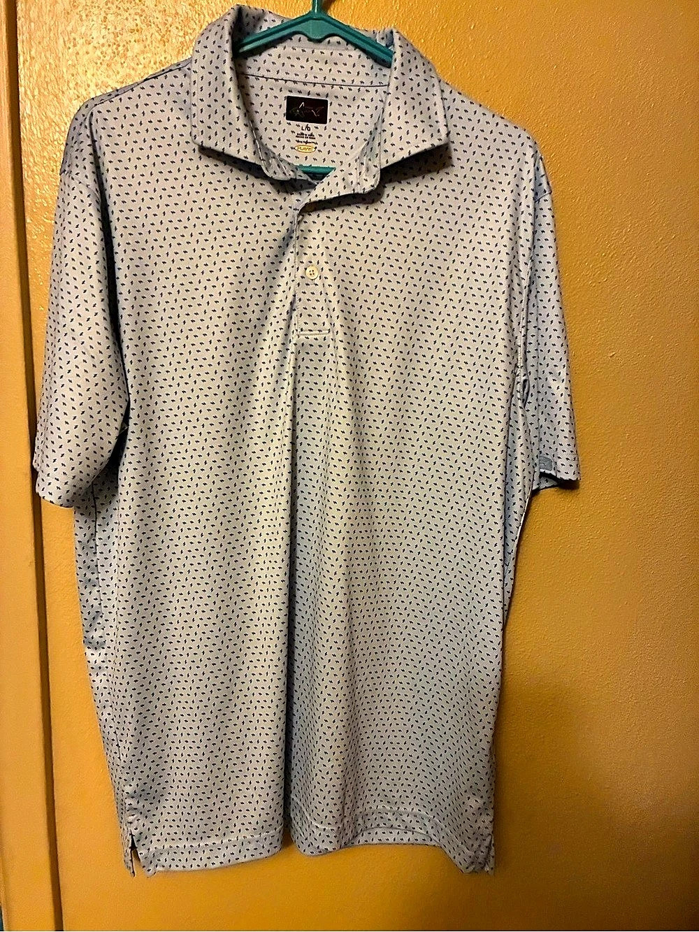Men's Geometric Polo in White & Blue